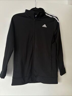 adidas Black Track Jacket with White Stripes and Logo